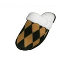 thumbnail image 3 of Women's House Slippers Diamond Pattern Leather Patch Upper With Plush Cuff and Inside Lined Sizes S-XL., 3 of 4