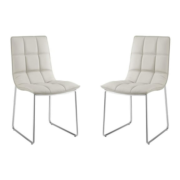 Casabianca Home Leandro Set of 2 Polyurethane Leather Dining Chairs - Taupe