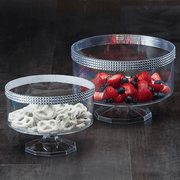 Trifle Small Clear Bowl Silver Rim Jewel Accent For Snacks & Cakes 40 oz