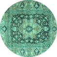 thumbnail image 1 of Ahgly Company Machine Washable Indoor Round Animal Turquoise Blue Traditional Area Rugs, 6' Round, 1 of 4