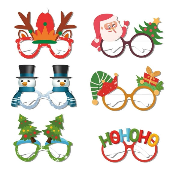 Christmas Theme Paper Glasses Frame Decor DIY Christmas Glasses Adult Party Glasses for Christmas Party Props Supplies