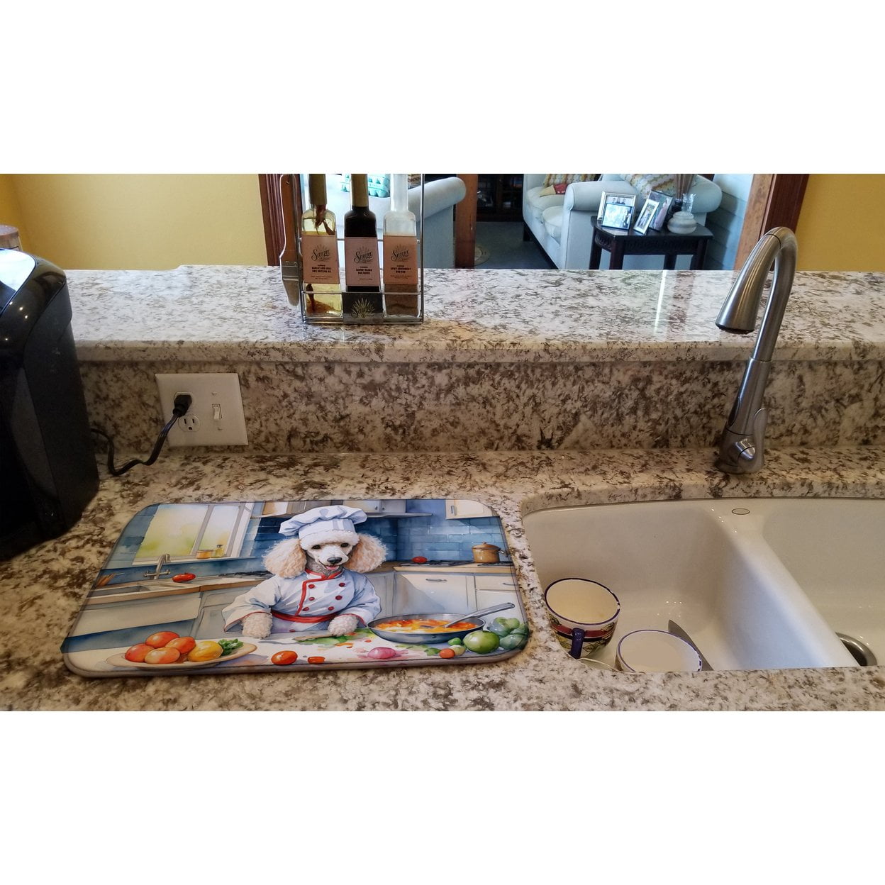 White Poodle The Chef Dish Drying Mat