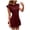 Wine, variant on vigerkar Summer Dresses for Women V Neck Cap Sleeve Ruffle Hem Smock Short Dress (Navy, M)