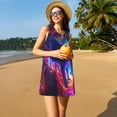 thumbnail image 3 of Easygdp Cosmic Cat Psychedelic Journey para Vestido Transpirable de Mujer, Vestido Suelto de Manga Corta con Pliegues y Bolsillos para el Verano, 3 of 7