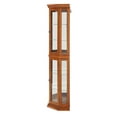 thumbnail image 6 of Resenkos Oak Glass Corner Curio Cabinet, 4 Shelves, Lighted Interior, Grand Showcase, 15.35"L x 15.35"W x 69.59"H, 6 of 10