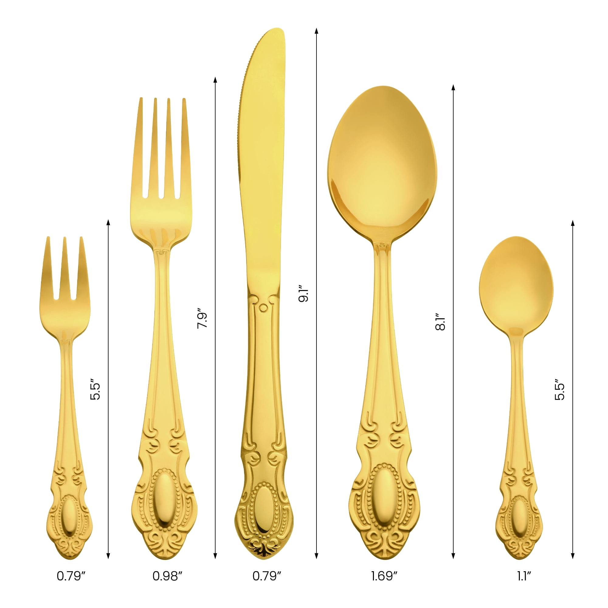 Unique Bargains 20 Piece Stainless Steel Flatware Set for Modern Cutlery Set Gold
