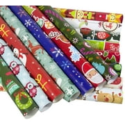 Christmas Wreath Garland Decoration,10Pcs Wrap Paper Christmas Wrapping Paper Bundle With Cut Lines On Reverse Christmas Decorative Presents Craft Wrapping Paper Rolls(Random Color)