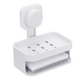 thumbnail image 1 of Uxcell 1Pcs Soporte de Jabón con Ventosa, Soporte para Jabón de Doble Barra Montado en la Pared, Sin Perforación, Soporte para Esponja para Baño y Cocina, Blanco, 1 of 7