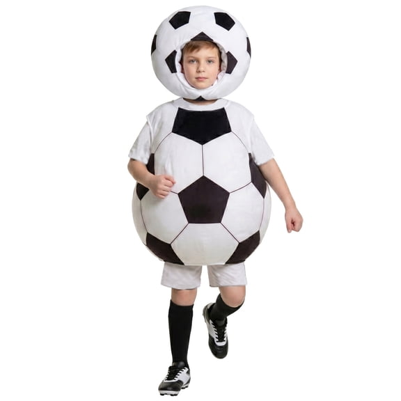 Kids Soccer Style Set Novelty Top Fun Sports Theme Outfit Halloween Dress up Playwear with hat