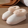 thumbnail image 3 of Winter Slipper Boots for Women Memory Foam Comfy Soft Sole Suede Plush Platform House Shoes Slip on Indoor Home Casual Walking Shoes Beige Size 7.5, 3 of 5