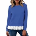 thumbnail image 5 of Women Layered Sweatshirt Sevevn Crew Neck Long Sleeve Fake Two Piece Casual Pullover Tops for Daily Casual Outfits, 5 of 6