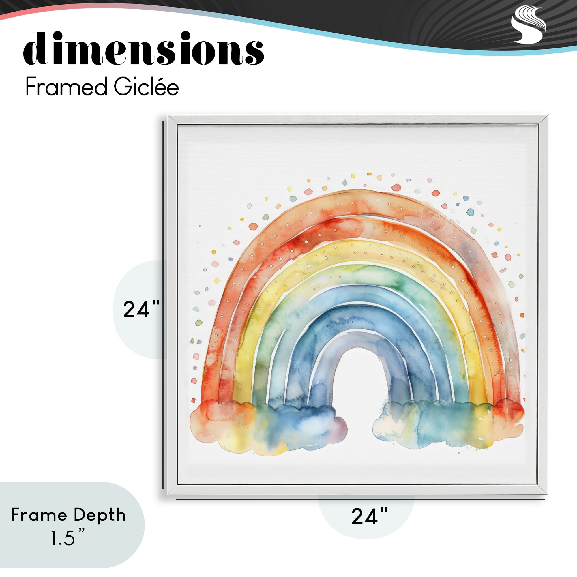 Stupell Industries Colored Rainbow Clouds White Framed Giclee Art, design by Creative Studio