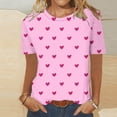 thumbnail image 2 of Swstbby Liquidation d'Économies d'Été! Hauts d'Été pour Femmes Grande Taille, T-Shirt Imprimé Décontracté et Tendance pour Femme à Col Rond à Manches Courtes Rose G, 2 of 4