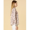 thumbnail image 4 of Allegra K Camisa Casual Con Bolsillos En El Pecho Estampado Geométrico Abstracto Mangas Largas Cuello Puntiagudo Con Botones Para Mujer Rosa XL, 4 of 6