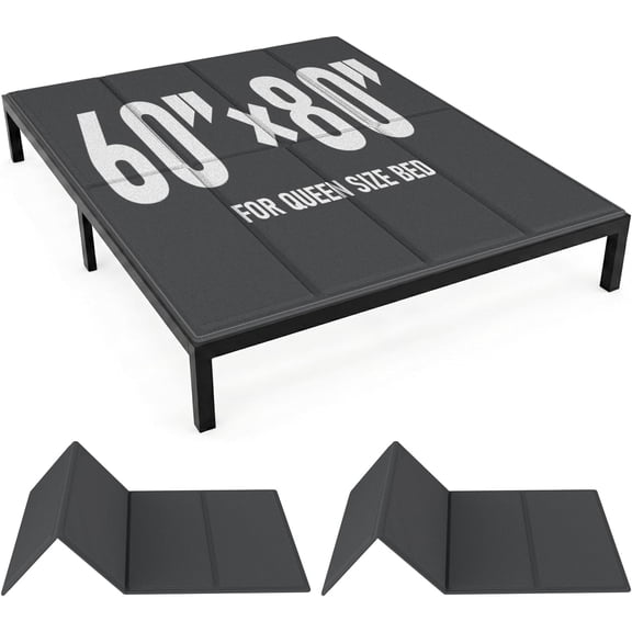 Bunkie Board Queen Size (60x80''), 10mm Bed Boards for Under Mattress, Breathable, Noise Minimizing, Moisture Resistant Bunkieboards, Heavy Duty Bed Support Board for Platform & Slatted Frames，Black