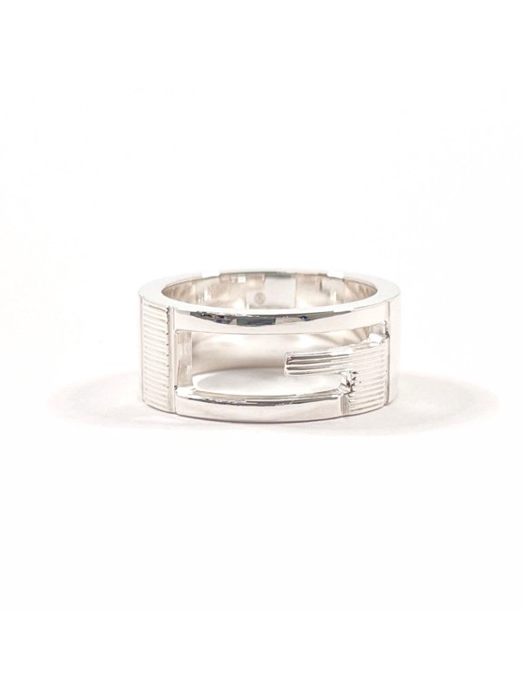 Pre-Owned GUCCI Branded Cutout G Ring, Sterling Silver 925, Size 10, Silver, Women's