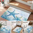 thumbnail image 5 of 2x3 Ft Entryway Area Rug, Teal Blue Summer Coastal Kitchen Rug Runner Washable Floor Mat, Ocean Watercolor Coral Starfish Non Slip Indoor Door Mat Throw Carpet for Bathroom Living Room Bedroom, 5 of 8
