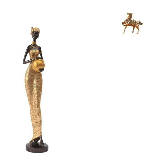 Escultura De Figura De Dama Tribal Africana Y Estatua De Caballo Vintage, Obra De Arte Para Decoración Del Hogar, Dormitorio, Mesa, Oficina, Estante, Gabinete, Regalo Novedoso
