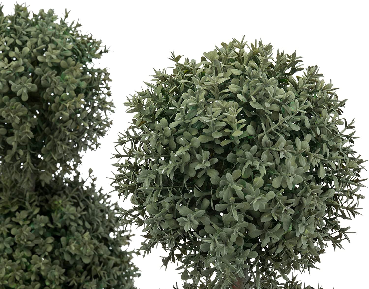 Set of 2 MyGift Artificial Boxwood Topiary Tree in Modern Gray Pulp Planter 