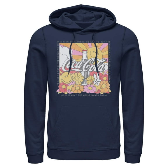 Mens Coca Cola Unity Square Lyrics Logo Lightweight Hoodie