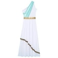 thumbnail image 5 of Eandarui Womens Halloween Ancient Greek Costume One Shoulder Vintage Trim Roman Toga Dress Light Blue S, 5 of 6