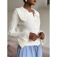 thumbnail image 6 of Women'S Open Front Sweater Cardigan Long Sleeve Button Down Knit Crop Cardigan Chunky Loose Outerwear Coats White S, 6 of 7
