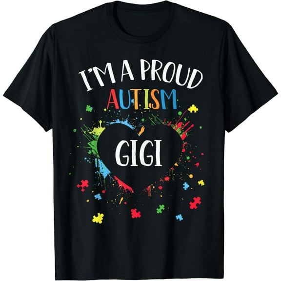 Puzzle Heart I'm A Proud Autism Gigi Autism Awareness T-Shirt