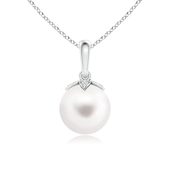 ANGARA Freshwater Cultured Pearl Drop Pendant with Diamonds in 925 Sterling Silver for Women | June Birthstone, Birthday, Anniversary, Jewelry Gift for Women | Pearl Necklace