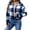 Blue, variant on Maplenight Cropped Fleece Jacket Women Collared Plaid Button Down Winter Coat with Pockets Soft Warm Cozy Casual Work Office Jackets