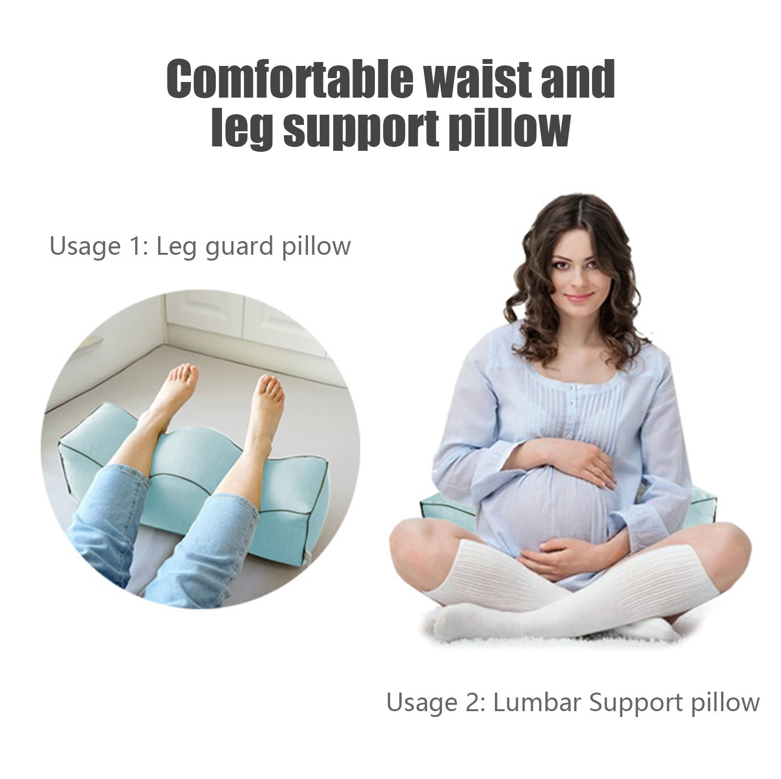 Nilvkv Cooling Pregnancy Leg Support Pillow Memory Foam Height Elevation Cushion Removable Washable Cover 23.62x7.87 Inches