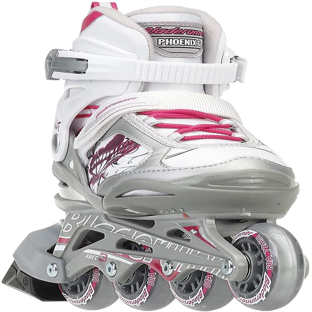 Bladerunner by Rollerblade Phoenix Girls Adjustable Fitness Inline Skate White and Pink Junior Value Performance Inline Skates 