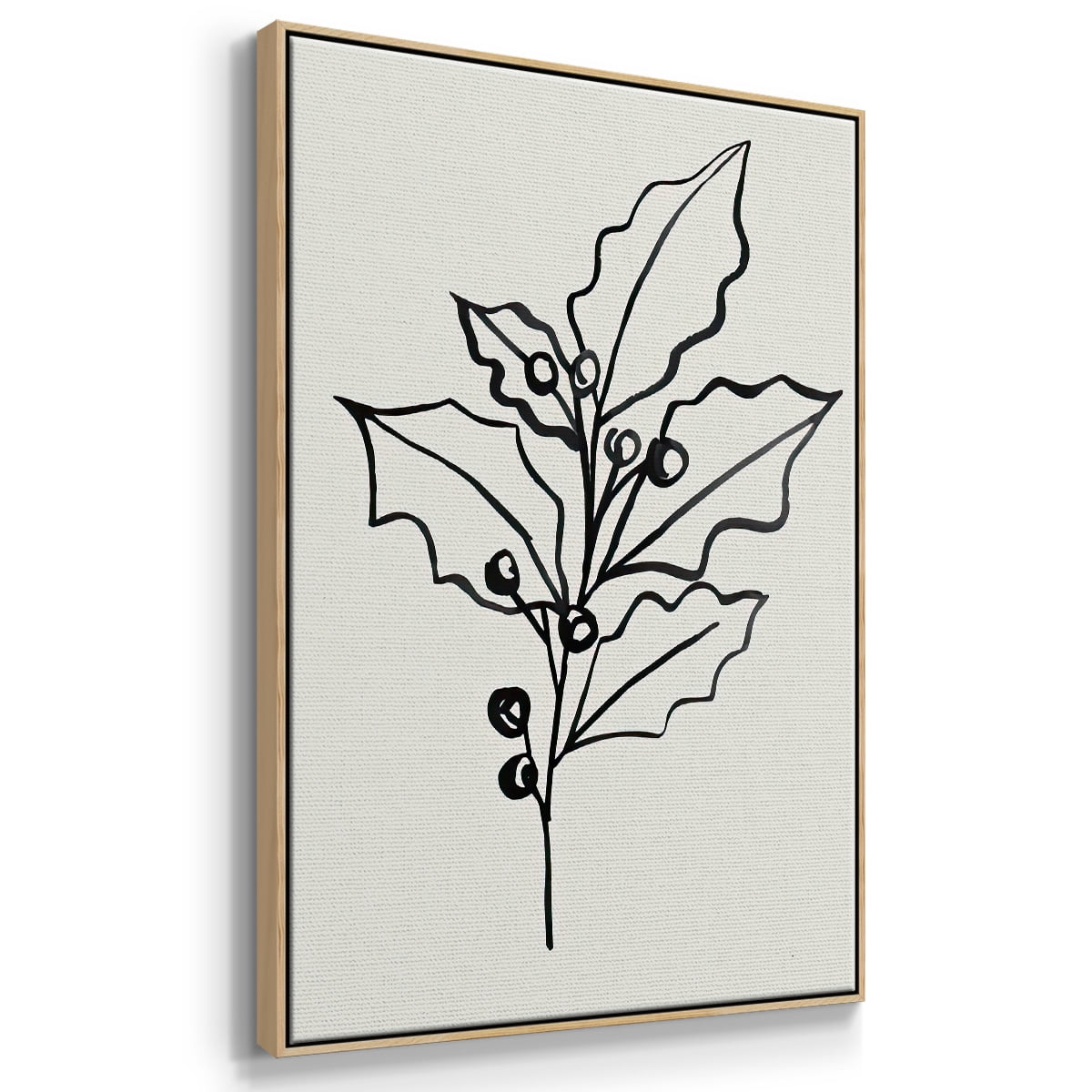 Evergreen Ink II - Framed Gallery Wrapped Holiday Canvas - 25 x 37 - Natural Wood Frame