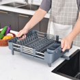thumbnail image 2 of Extendable Dish Rack, Dual Part Dish Drainers with Non-Scratch and Movable Cutlery Drainer and Drainage Spout, Adjustable Dish Drying Rack for Kitchen, 1 Piece Grey, 2 of 7
