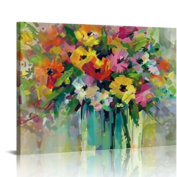 JRXY Flower Canvas Wall Art Bathroom Artwork - Abstract Botanical Flowers Paintings for Wall Decoration, Watercolor Pictures Prints Living Room Decor 20x16in