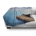 thumbnail image 3 of Summer Soft Flannel Fleece Throw Blanket, Wooden Deck on Charm Lake Holiday Europe Coast Tranquil Sea View, Cozy Plush for Indoor and Outdoor Use, 50" x 70", Violet Blue Turquoise, by Ambesonne, 3 of 6
