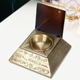 thumbnail image 3 of Cenicero de metal con tapa Adornos de oficina retro Regalos para fumar Forma de pirámides egipcias (bronceado), 3 of 6