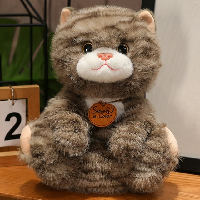 NAOJIE® Adorable Peluche de Chat Tabby - Détail Réaliste - Compagnon Chéri - Brun 14 Pouces, Peluche de Chat Tabby, Peluche de Chat, Peluches Mignonnes