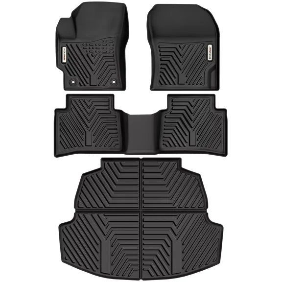RVNI Floor Mats for 2025-2020 Toyota Corolla Front & 2nd 2 Row Seat & Cargo Liners All Weather TPE Corolla Floor Liners and Trunk Mat