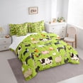 thumbnail image 3 of Homewish Cute Farm Animal Twin Bedding Sets 7-Piece for Kids, Sheep Pig Cow Horse Bedding Comforter Set, Green Cartoon Theme Reversible Sheet Sets, Super Cozy Room Decor, 3 of 7