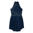 thumbnail image 5 of Alvivi Kids Girls Rhinestones Sleeveless Mock Neck Ice Skating Ballet Latin Dress Leotards Navy Blue 10, 5 of 7
