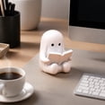 thumbnail image 5 of HOZVOMI Cute White Reading Ghost Figurine 3in Mini Spooky Kawaii Ghost Statue, Resin Halloween Ornament for Desktop Shelf Table Home Office Decor, Gift for Book Lovers, 5 of 6