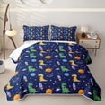 thumbnail image 2 of Erosebridal Kids Cartoon Dinosaur Bed Spread Queen,Jungle Dino Abstract Galaxy Planet Queen Coverlet Set For Boys,3 Pieces, 2 of 7