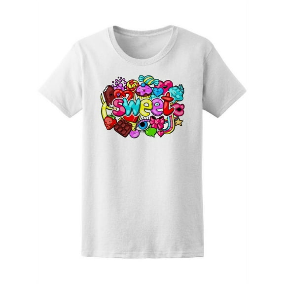 Kawaii With Sweets And Candies T-Shirt Women -Image by Shutterstock, Female XX-Large