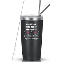 Valentine''s Day Gift for Husband, Stainless Steel Travel Tumbler with Lid And Straw, Funny Valentine''s Day Birthday Gift for Him Boyfriend Husband Men, Black