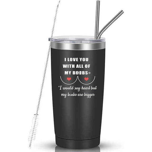 Valentine''s Day Gift for Husband, Stainless Steel Travel Tumbler with Lid And Straw, Funny Valentine''s Day Birthday Gift for Him Boyfriend Husband Men, Black