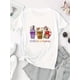 thumbnail image 2 of Camiseta deportiva informal y moderna para mujer, con cuello redondo y manga corta, con estampado de batidos navideños, cómoda para el verano. Camisetas de ocio., 2 of 6