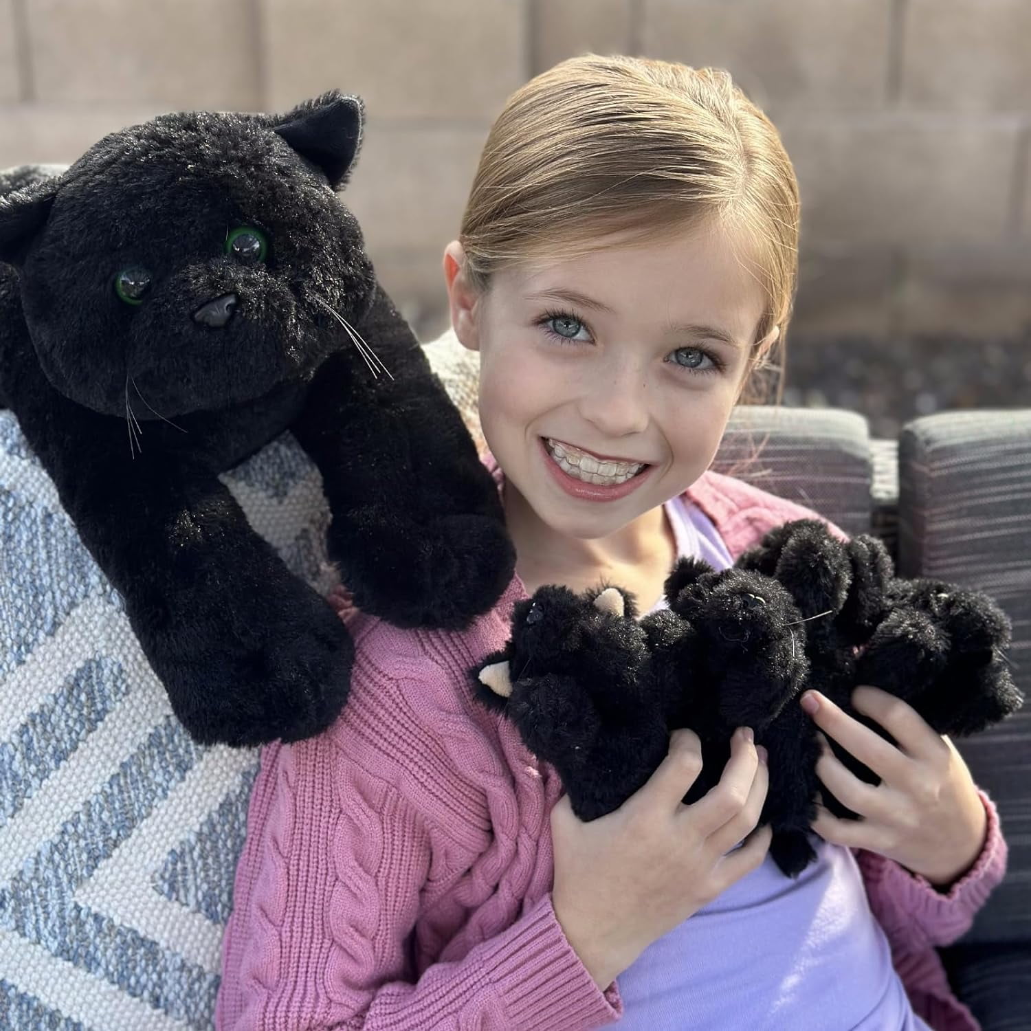 MaoGoLan 5Pcs Black Cat Plush with 4 Babies Kitties inside 20" Big Black Cat Stuffed Animals Plush Toy