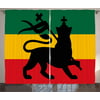 Rasta Curtains 2 Panels Set, Rastafarian Flag with Judah Lion Reggae Music Inspired Design Image, Window Drapes for Living Room Bedroom, 108W X 96L Inches, Black Red Green and Yellow, by Ambesonne