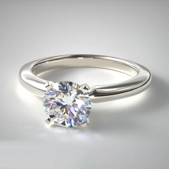 14k White Gold IGI / GIA Certified Lab Grown Round Cut 0.50 Ct Diamond Solitaire Women Ring Sizable