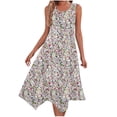 thumbnail image 1 of Vestido de Verano para Mujeres sin Mangas Cuello Redondo Impreso Vestido Casual de Bolsillo con Doblado Irregular, Vestido de Poliéster Ligero para la Primavera Y el Verano de Uso Diario, Vacaciones, 1 of 1